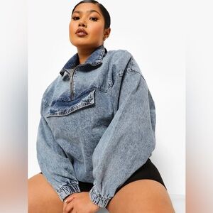 ✨Boohoo Women’s Zip Front Denim Pullover Jacket✨